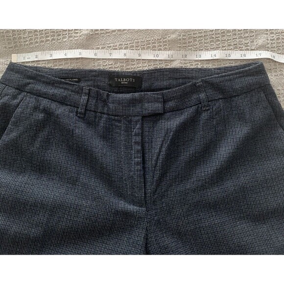 Talbots Italian Flannel Cropped Pants Cuffed Gray Blue Black Plaid 12P Wide Leg - Picture 8 of 11
